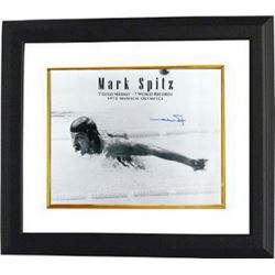 Mark Spitz Signed Olympic Team USA Swimming B&W 16X20 Photo Custom Framed (7 Gold Medals- 1972 Munic
