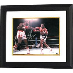 Larry Holmes Signed Boxing 16X20 Photo Custom Framed  Vs Ali W/ Easton Assassin (Under The Lights)
