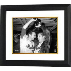 Jerry Koosman Signed New York Mets B&W 16X20 Photo Custom Framed  (1969 World Series Champagne Celeb