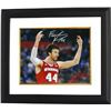 Image 1 : Frank Kaminsky Signed Wisconsin Badgers 8X10 Photo Custom Framed (Arms Raised Red Jersey)