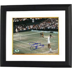 Jimmy Connors Signed Tennis 8X10 Photo Custom Framed (Serving)
