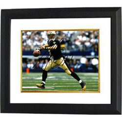 Drew Brees Signed New Orleans Saints 8X10 Photo Custom Framed (Black Jersey Passing)