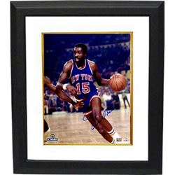 Earl Monroe Signed New York Knicks 8X10 Photo Custom Framed (Dribbling)- Steiner Hologram