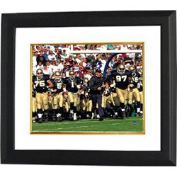 Lou Holtz Signed Notre Dame Fighting Irish 8X10 Photo Custom Framed  (Center Sig-Running With Team U