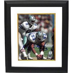 Mark Stepnoski Signed Dallas Cowboys 8X10 Photo Custom Framed #53 (White Jersey)- Stepnoski Hologram