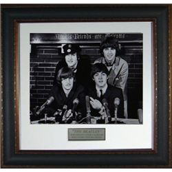 John Lennon Unsigned The Beatles Vintage B&W 11X14 Photo Leather Framed (Music/Entertainment)