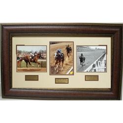 Kentucky Derby Unsigned Horse Racing 3 Photo Custom Framed 36X17