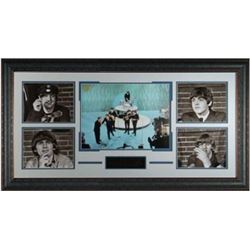 John Lennon Unsigned Beatles 5 Photo 40X23 Leather Framed Ed Sullivan Show (Entertainment)