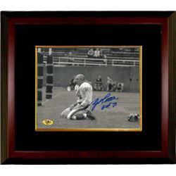 Y.A. Tittle Signed New York Giants Blood Sepia Horizontal 16X20 Photo HOF 71 Custom Framed