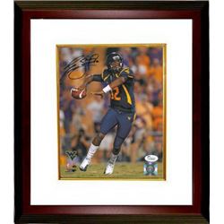 Geno Smith Signed West Virginia Mountaineers 8X10 Photo Custom Framed (Navy Jersey)- JSA Hologram