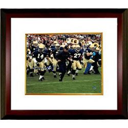 Lou Holtz Signed Notre Dame Fighting Irish 8X10 Photo Custom Framed (Running With Team)- Steiner Hol