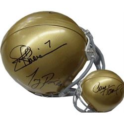 Paul Hornung Signed Notre Dame Replica Mini Helmet- Signed By 3 Quarterbacks