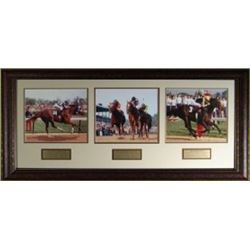 Ron Turcotte Unsigned Horse Racing 3 Photo Leather Framed 36X17