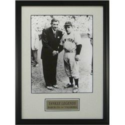 Babe Ruth Unsigned New York Yankees Vintage B&W 8X10 Photo Custom Framed W/ Yogi Berra