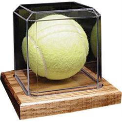 Tennis Ball Unsigned Display Case With Wood Base