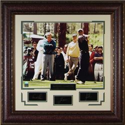 Tiger Woods Unsigned Engraved Signature Series 30X32 Photo On Tee W/Jack Nicklaus & Arnold Palmer