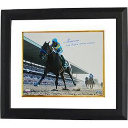 American Pharoah Signed 16X20 Photo Custom Framed 2015 Belmont Stakes Horse Racing Triple Crown Winn