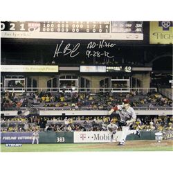 Homer Bailey Cincinnati Reds Pitching No-Hitter Against Pirates Signed Horizontal 16X20 Photo W/ No 