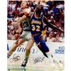 Image 1 : Magic Johnson And Larry Bird  Dual Signed 16X20 Posting Up Photo (Signed In Black)