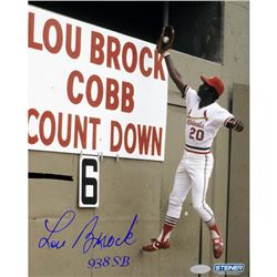 Lou Brock Climbing Wall Catch Signed 11X14 Photo W/"938 SB" Insc.