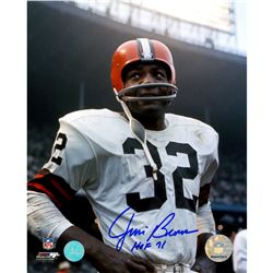 Jim Brown Cleveland Browns Signed Rookie Close-Up 8X10 Photo W/ HOF 71 Insc (AJ Sports Auth)