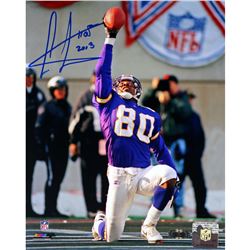 Cris Carter Vikings On Knee With Ball In Air Signed 16X20 Photo W/ HOF Insc.