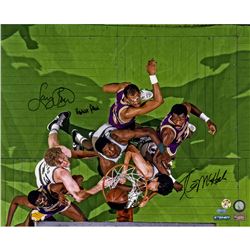 Robert Parish/Larry Bird/Kevin Mchale Triple Signed Boston Celtics Vs Los Angeles Lakers Aerial View