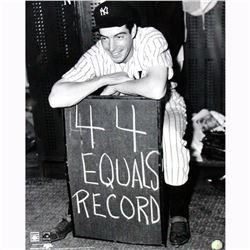 Joe Dimaggio Holding 44 Equals Record Sign In Locker Room 16X20 (PF)