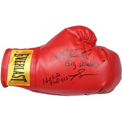 Evander Holyfield/Riddick Bowe Signed Red Boxing Glove W/ "Big Daddy" Insc (PSA/DNA COA)