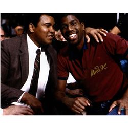 Magic Johnson Signed Sitting With Ali 16X20 Photo