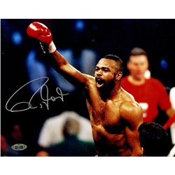 Roy Jones Jr. Signed Celebrating Vs. Virgil Hill 8X10 Horizontal Photo