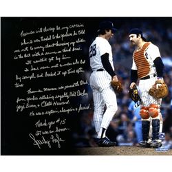 Sparky Lyle Signed 16X20 Story Photo On Thurman Munson
