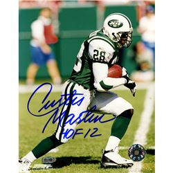 Curtis Martin Jets Signed Side View Running 8X10 Photo W/ "HOF 12" Insc.
