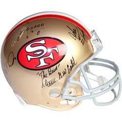Joe Montana & John Taylor Dual Signed San Francisco 49Ers Replica Helmet W/ "The Drive" And TD Play 