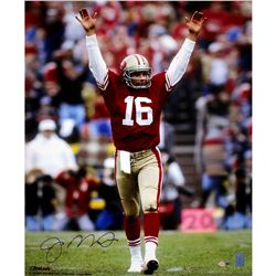 Joe Montana Touchdown Signal Signed 16X20 Photo Signed In Blue