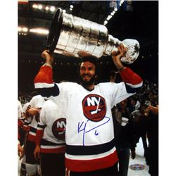 Ken Morrow W/ Stanley Cup Overhead 16X20 Photograph