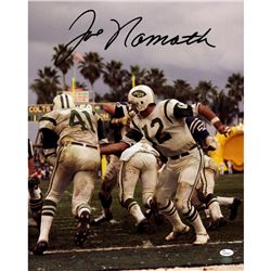 Joe Namath Signed Handoff 16X20 Photo (JSA) (Namath Holo)