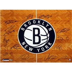 Brooklyn Nets Team Signed “B” Logo Over Court Floor 16X20 Photo