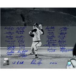 No Hitter Pitchers Multi Signed Nolan Ryan 1St No Hitter 16X20 Photo (27 Sigs) (4 Hofers/4 PG Pitche