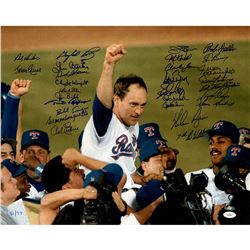 No Hitter Pitchers Multi Signed Nolan Ryan 7Th No Hitter 16X20 Photo (27 Sigs) (5 Hofers/4 PG Pitche