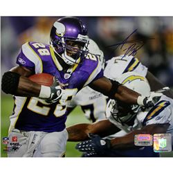 Adrian Peterson Signed Stiff Arm Vs. Chargers Horizontal 8X10 Photo (MM Auth)