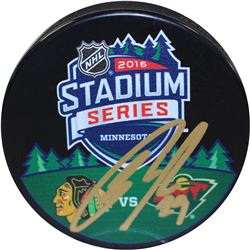 Jason Pominville Signed 2016 Stadium Series Dueling Logo Autograph Replica Puck