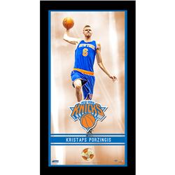 Kristaps Porzingis Rookie Profile 10X20 Framed Collage W/ Game Used Net