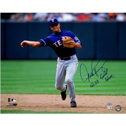 Alex Rodriguez Texas Rangers Road Jersey Fielding Horizontal 16X20 Photo W/ "02, 03 Gold Glove" Insc