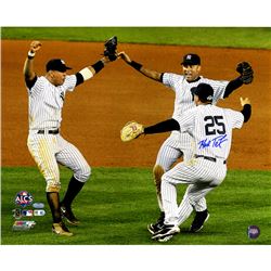 Mark Teixeira/ Alex Rodriguez/ Derek Jeter Signed 2009 ALCS Win Celebration Horizontal 16X20 Photo (