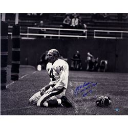 YA Tittle Signed Agony Of Defeat Blood 16X20 Metallic Photo W/" 4X NFL MVP , HOF 71"Insc.