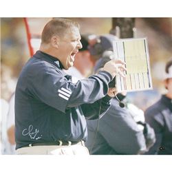 Charlie Weis Yelling From Sidelines 16X20 Photo