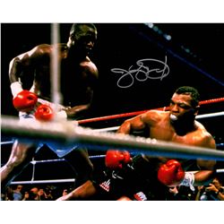 James Buster Douglas Signed Boxing Match Knocking Down Mike Tyson 8X10 Photo