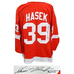 Dominik Hasek Signed Red Custom Jersey W/HOF 14