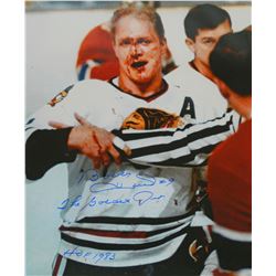 Bobby Hull Signed Chicago Blackhawks 'Blood' 20X24 Photo W/HOF 1983, The Golden Jet